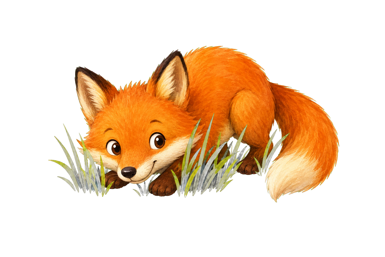 A small illustrated fox peeking into the page